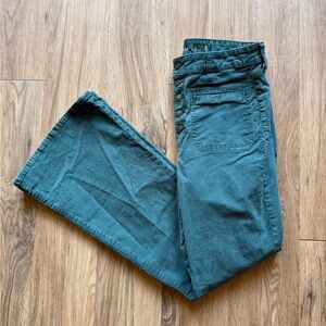 American Eagle Outfitters green Super Hi-Rise Flare corduroy Jeans